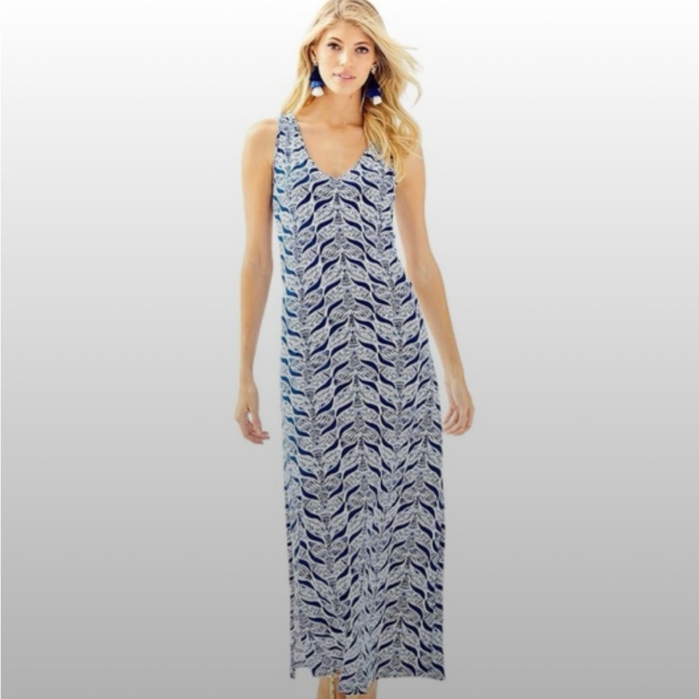 Lilly Pulitzer Blue and White Maxi Dress